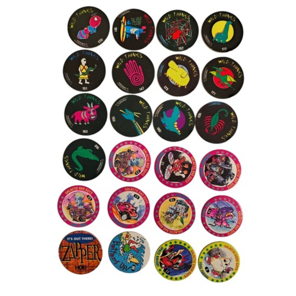167 Random POG Milk Caps + 2 Metal Slammers - Exotics, Ink Drops, Wild Things +